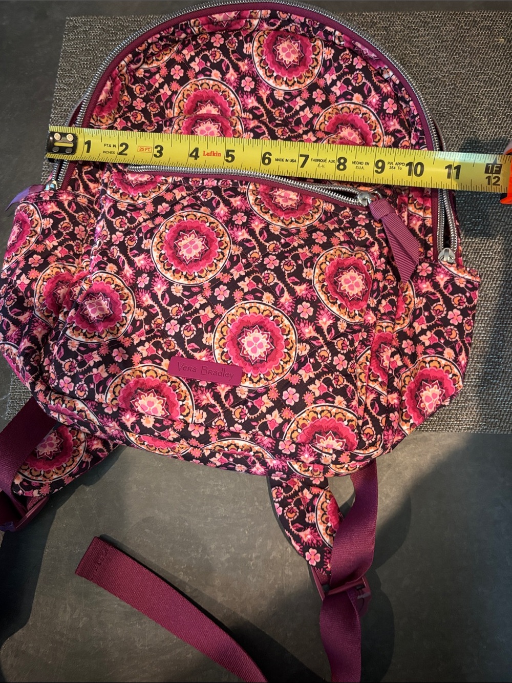 Vera Bradley Iconic Small Backpack in Raspberry Medallion - Picture 8 of 8